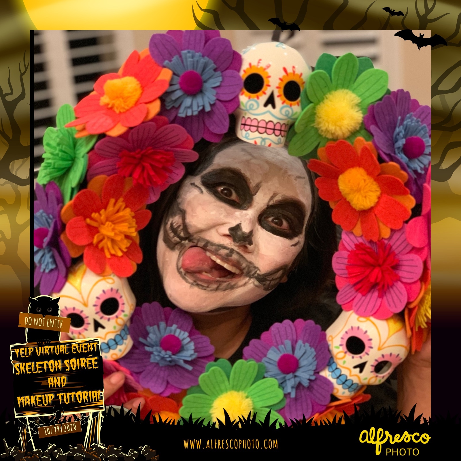 Yelp Skeleton Makeup Tutorial | View more photos from the event at events.alfrescophoto.com/u/AlfrescoPhoto/Yelp-Skeleton-Makeup-Tutorial